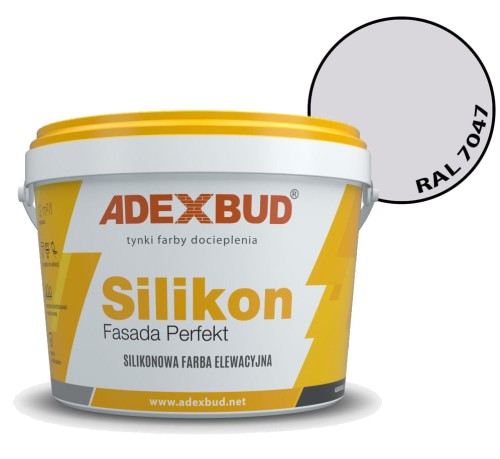 Farba silikonowa kolor szary mleczny RAL 7047 "Fasada Perfekt" 10L Adexbud