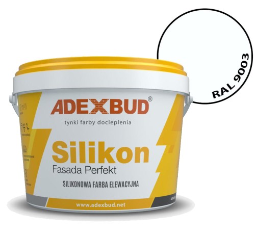 Farba silikonowa kolor biały sygnałowy RAL 9003 "Fasada Perfekt" 10L Adexbud