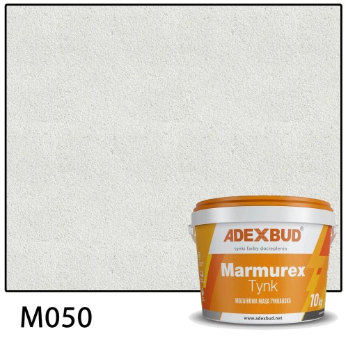 quratz10-m050.jpgPróbka tynku mozaikowego Adexbud Marmurex Quartz w kolorze Biały kwarcowy M50 z wiadrem 10 kg – delikatna, jasna struktura z efektem naturalnej miki