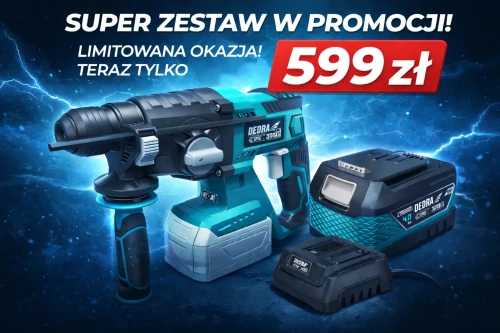 Zestaw młotowiertarki Dedra z akumulatorem i ładowarką w promocji 599 zł