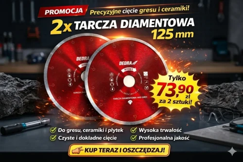 Zestaw 2 tarcz diamentowych Dedra 125 mm do cięcia gresu i ceramiki w promocji
