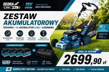Akumulatorowy Zestaw Kosiarka 18V + 4x Akumulator 5Ah + Ładowarka