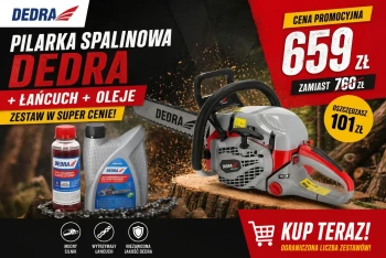 Zestaw: Pilarka spalinowa DEDRA + dodatkowy łańcuch + olej do smarowania i silnika
