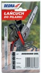 Opakowanie łańcucha DEDRA DED8698-20L do pilarki z widocznymi parametrami technicznymi i kodem kreskowym.